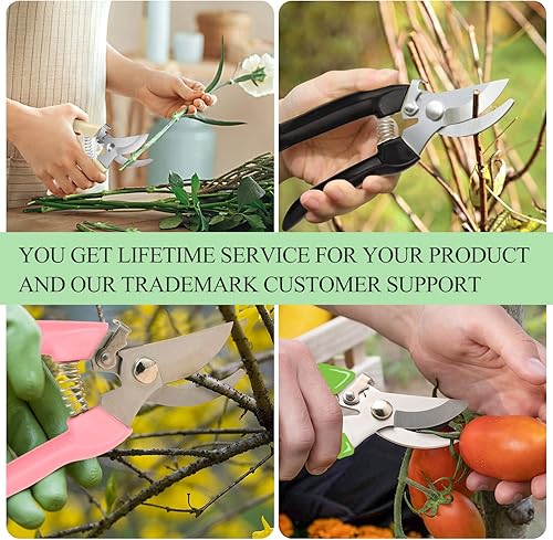 Miniatura 5 de Tijeras de jardín, tijeras de herramientas de jardinería, trabajo 3 veces más fácil, corte florista floral, rosa de espina, rama, seto y fruta,