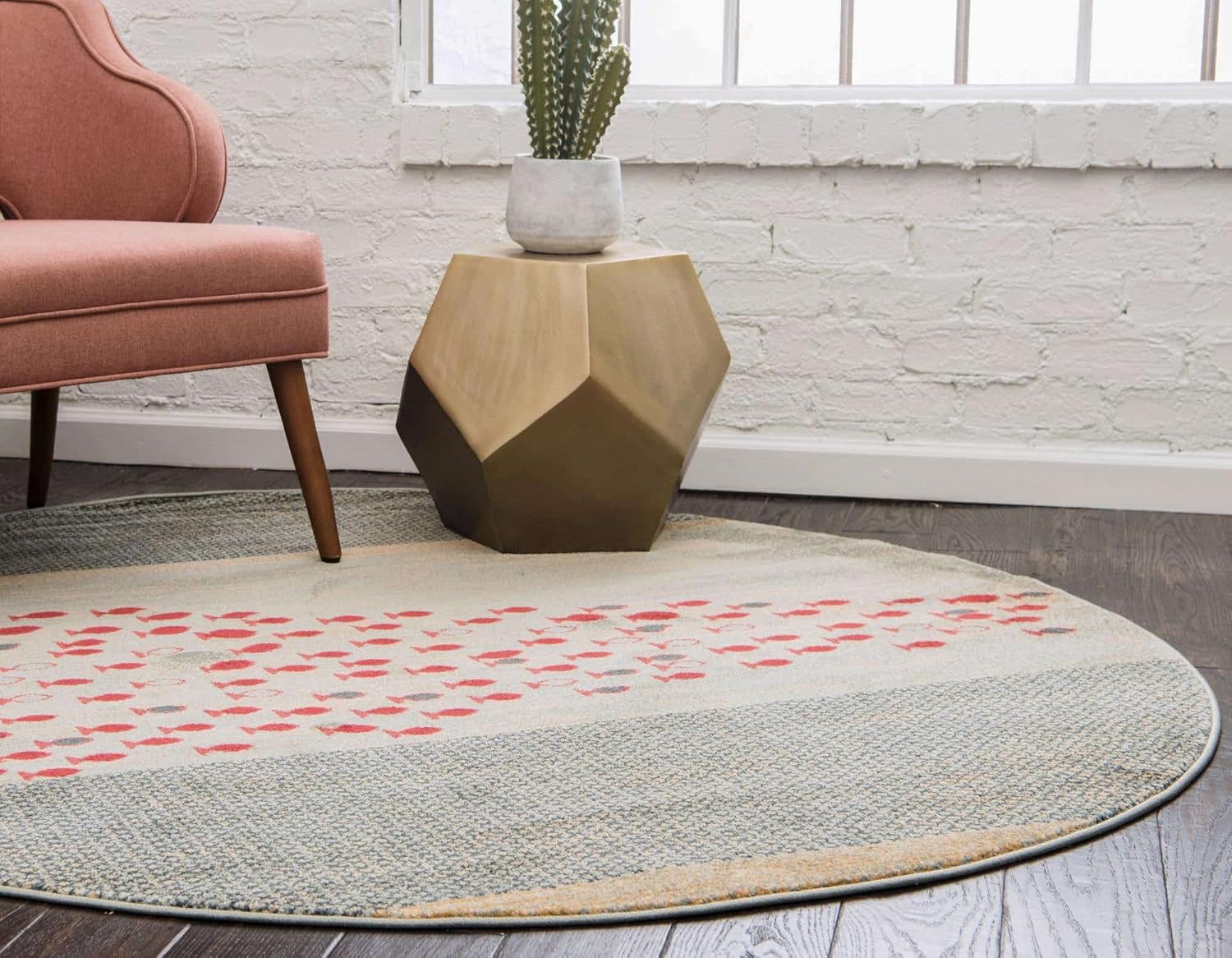 Rugs.com Kashkuli Gabbeh Collection Rug – 5' Round Blue Medium Rug Perfect for Kitchens, Dining Rooms