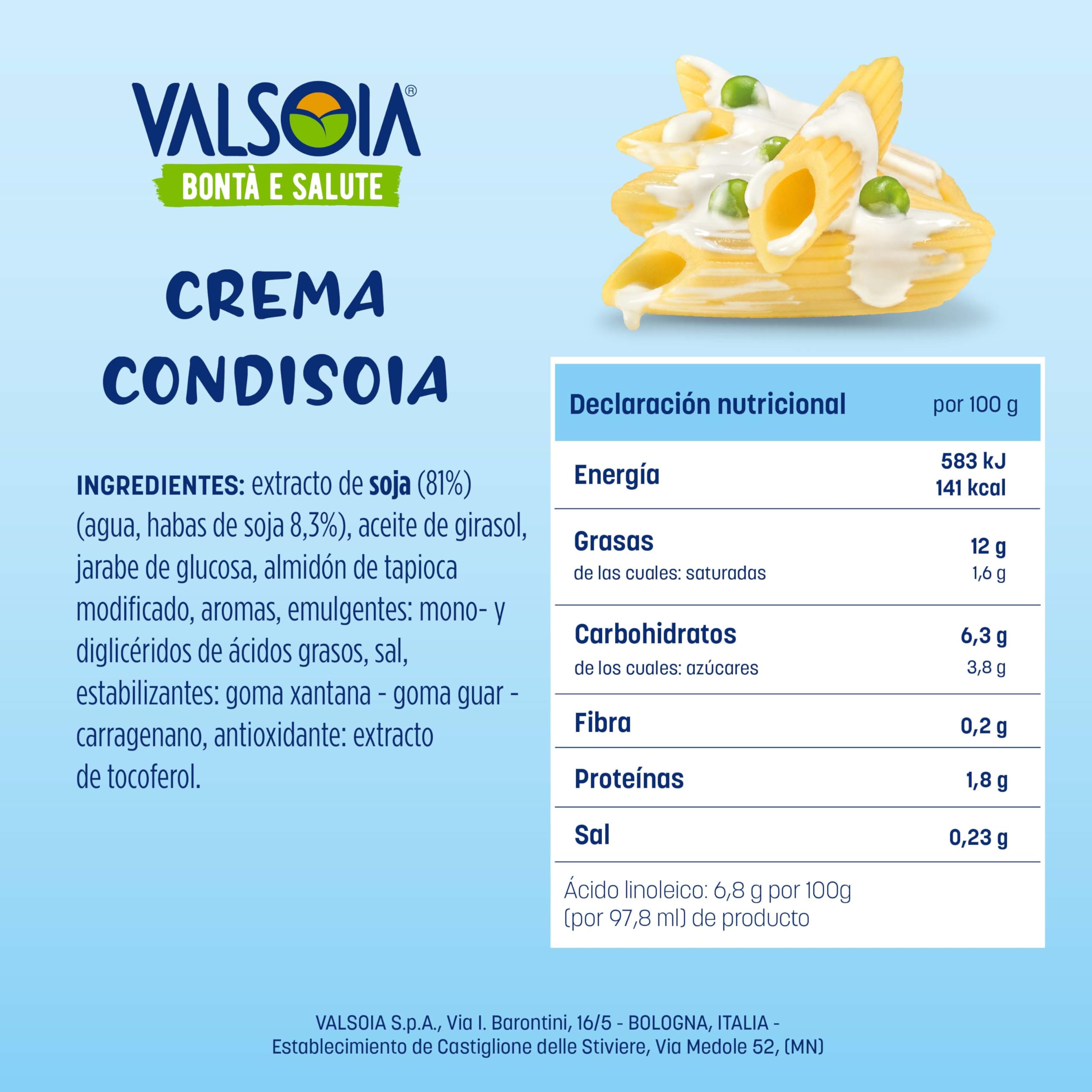 Valsoia Crema Condisoia Crema vegetal para cocinar 6 x 200 g