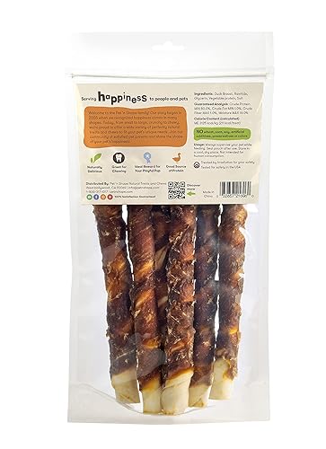 Miniatura 2 de Pet 'n Shape Duck 'n Hide Twist - Golosinas naturales envueltas en pato de cuero crudo para perros, grandes, 6 unidades