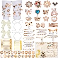 LovelyMoon 70PCS Junk Sock Charms Kit - Gold Pearl Rhinestone Brooches & Safety Pins for Women, DIY Socks Sneakers Decor