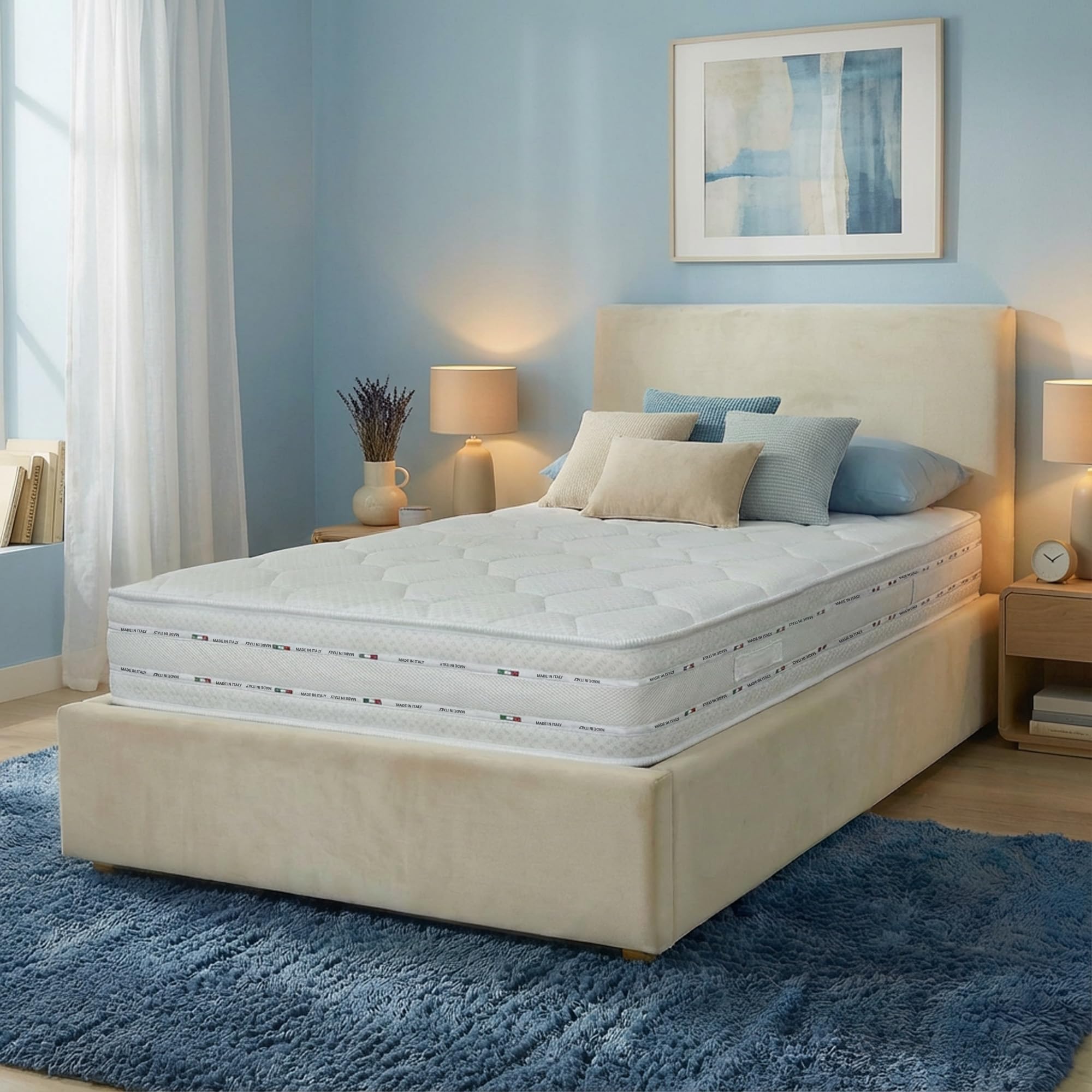Materassi Russo - Materasso Singolo 90x200 in Memory Foam e Waterfoam, Alto 20 cm, Ortopedico Semi Rigido, Anallergico e Antiacaro, Tessuto Aloe Vera, Made in Italy