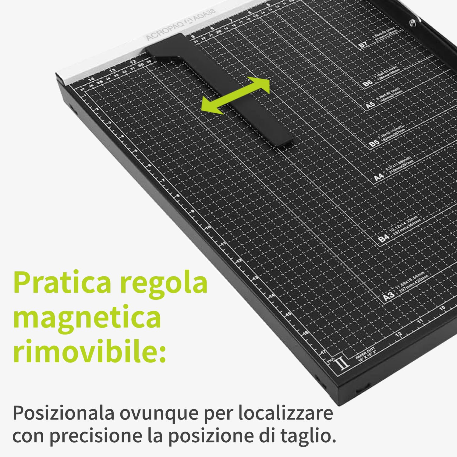 ACROPAQ Taglierina per Carta, Con Capacità di Taglio di 8 Fogli, Taglio Fino a 460 mm, Dimensioni Compatte - Tagliacarta a Leva per A3 e A4, Taglia Carta di Precisione