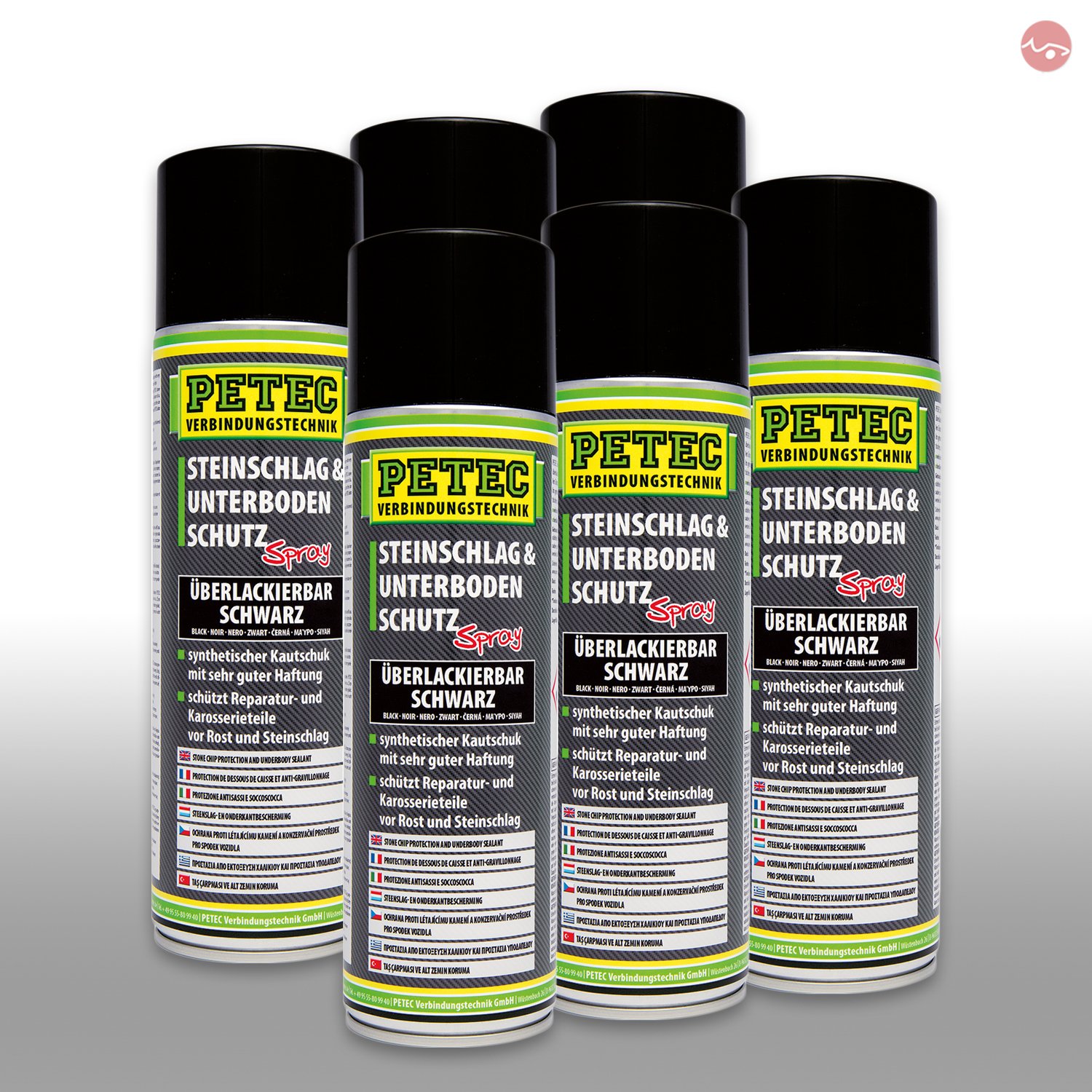 Petec_bundle 6X PETEC STEINSCHLAG und UNTERBODENSCHUTZ KAUTSCHUKBASIS SCHWARZ 500 ML 73250