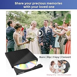External DVD Drive USB 3.0 Type-C USB C Portable DVD Player for Laptop Disk Duplicator CD DVD +/-RW CD ROM Burner Writer CD/DVD Burner Reader Disk Drive for Laptop Desktop Windows Linux MacBook