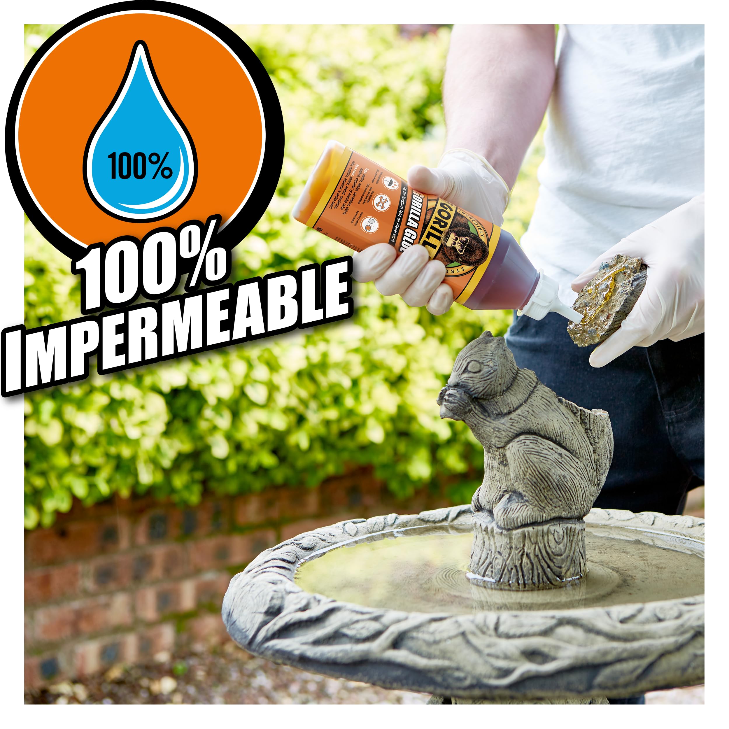 GORILLA Glue 1034800 - Pegamento de Poliuretano - 250 ml - Resistente - Piedra - Cerámica - Madera - Resistente al Agua