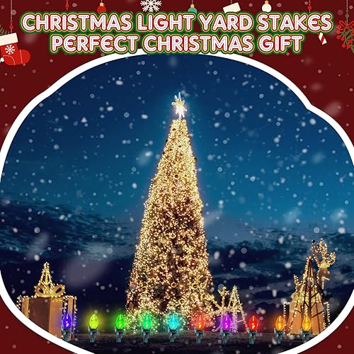 Miniatura 6 de Estacas de luz de Navidad universales para patio, césped, vacaciones, tira de luces C7 C9, estacas de suelo de 7.5 pulgadas para luces de Navidad al