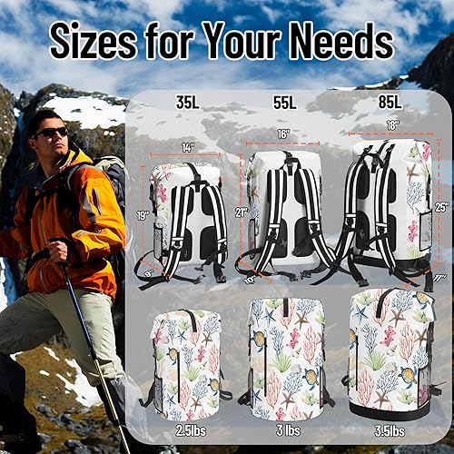 Miniatura 3 de Bolsa seca impermeable resistente para kayak, senderismo, tortugas marinas, coral, náutico, estrella de mar, mochila con cierre enrollable, bolsa de