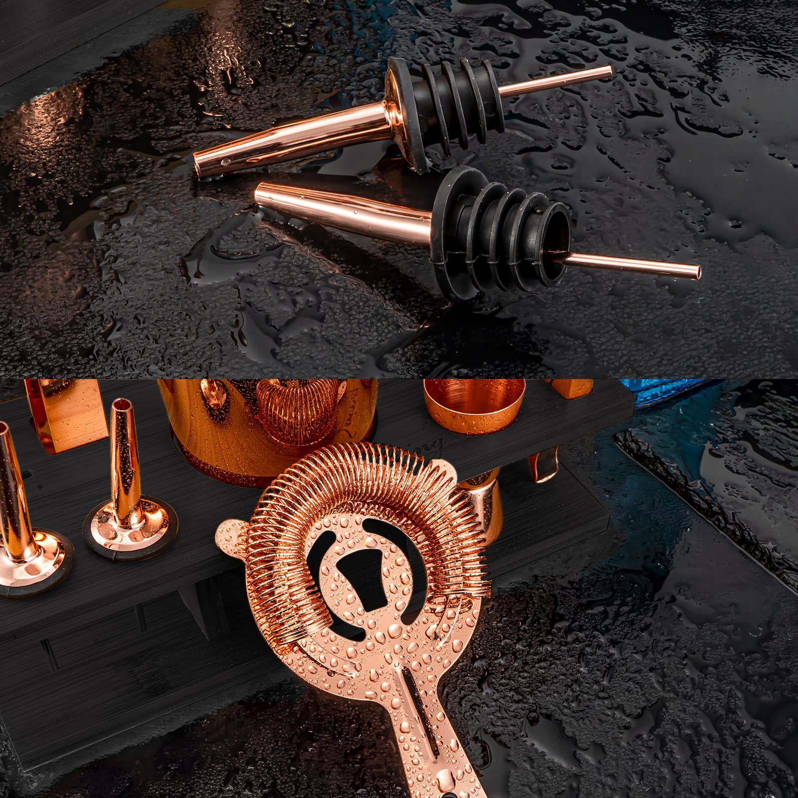 5-Piece Gold Bartender Kit - Cocktail Shaker Set With Mixing Tools For Home Bar