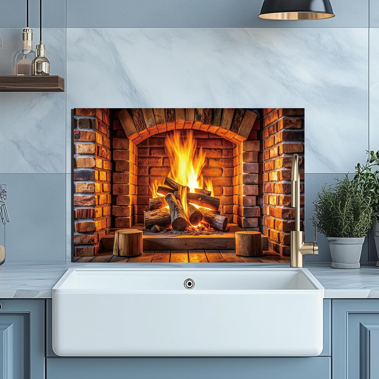 Evgosm Tempered Glass Backsplash for Kitchen，fireplace Stove Splashback, Glass Backsplash, Easy to Install and Clean, Used for Kitchen Wall Protection and Decoration. (30x20'')