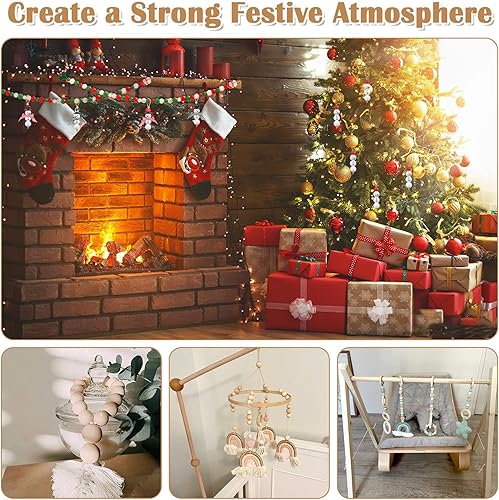 Miniatura 7 de Cuentas de madera para manualidades, 660 piezas de cuentas de madera sueltas naturales a granel incluyen cuentas sin terminar con agujeros, anillo