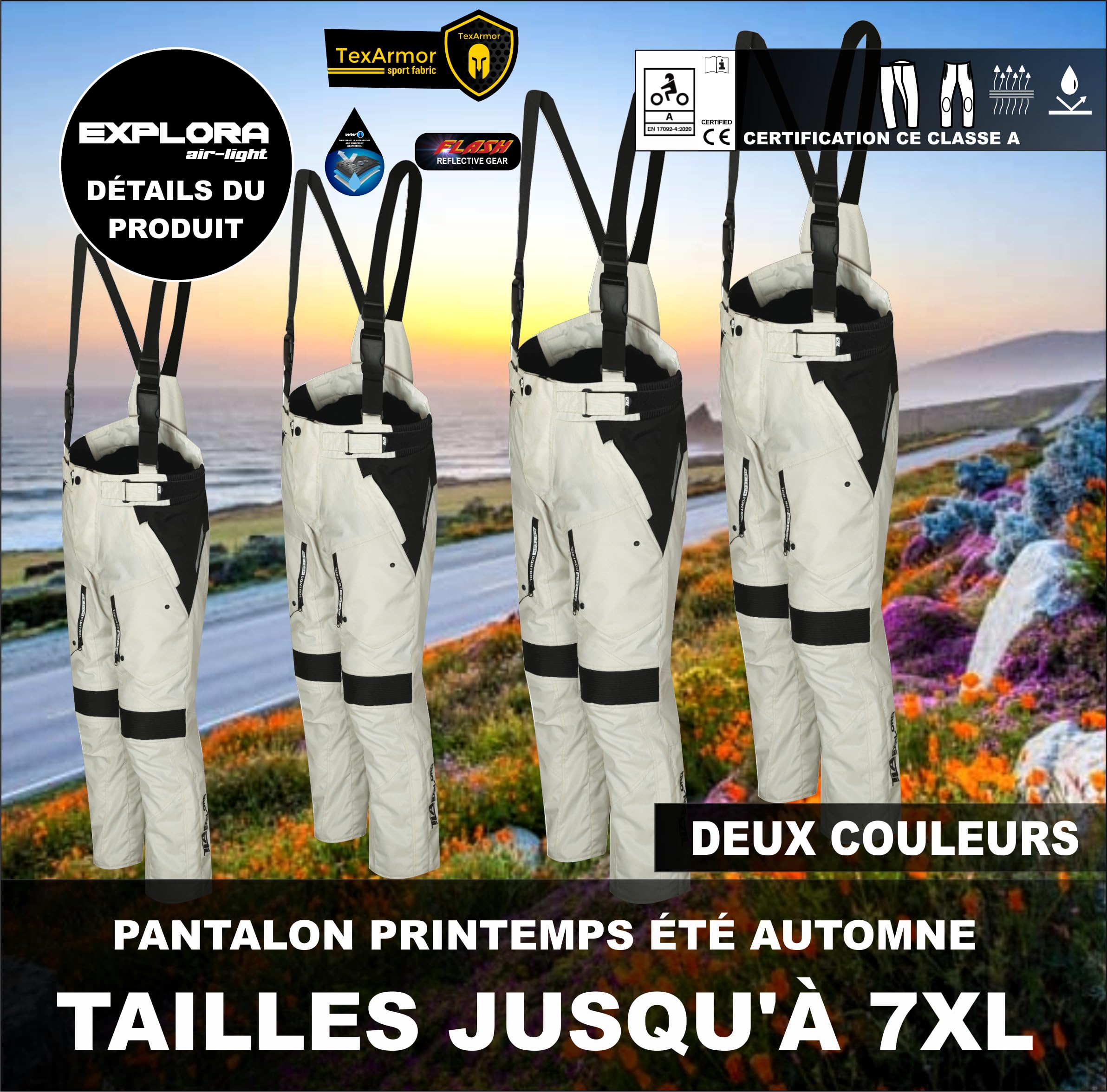 TLA EXPLORA Light Pantaloni Moto con Protezioni omologati CE Classe A, Fodera Impermeabile Rimovibile, Taglie sino 7XL Uomo, Donna. Pantaloni Moto Enduro, Turismo, Adventure, Mezza Stagione, Estivo.