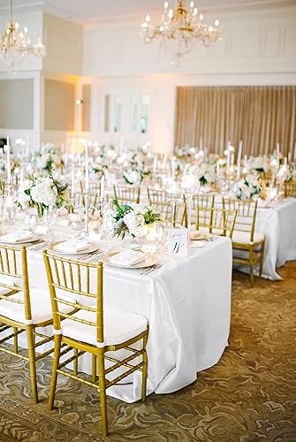 Miniatura 4 de Paquete de 12 manteles de satén blanco, mantel de satén sedoso de 57 x 108 pulgadas, mantel rectangular de seda brillante, tela suave, cubiertas de