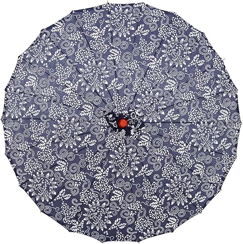 THY COLLECTIBLES Paraguas japonés chino asiático de 220in hermoso diseño floral azul y blanco