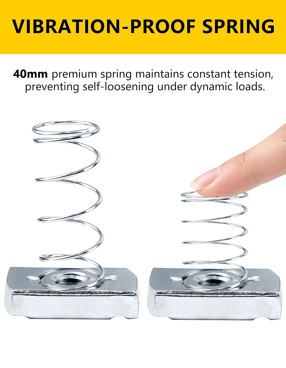 SIHAI 100 Pcs 3/8-16" Strut Channel Nuts, Long Spring Nuts with Zinc Electroplate Finish, for Use with Standard 1 5/8” Unistrut Channels