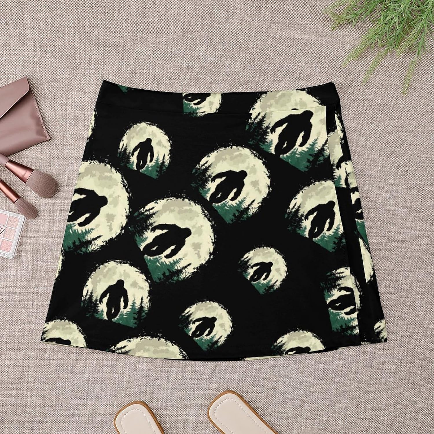 Big Foot Forest Moon Skorts for Women Mini A-line Skirt Casual Tennis Golf Short Skirts