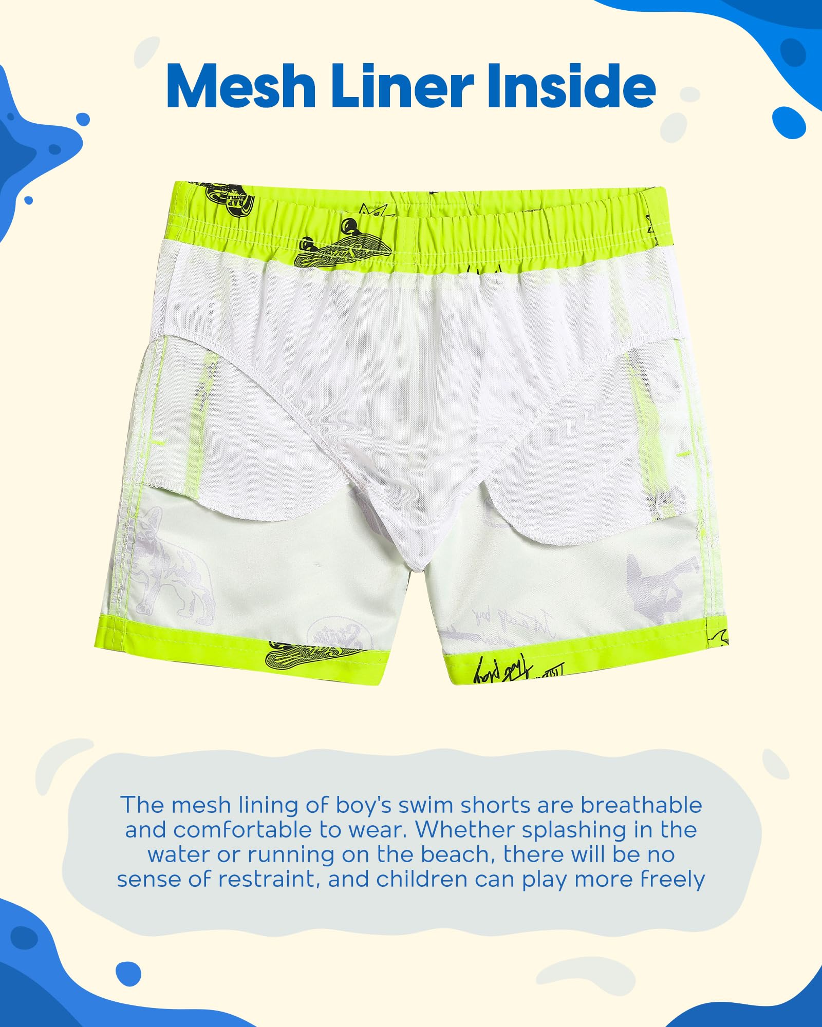 maamgic Bañador Niño Ropa de Baño para Niño Secado rápido Interior de Malla Short de Natación Estampado
