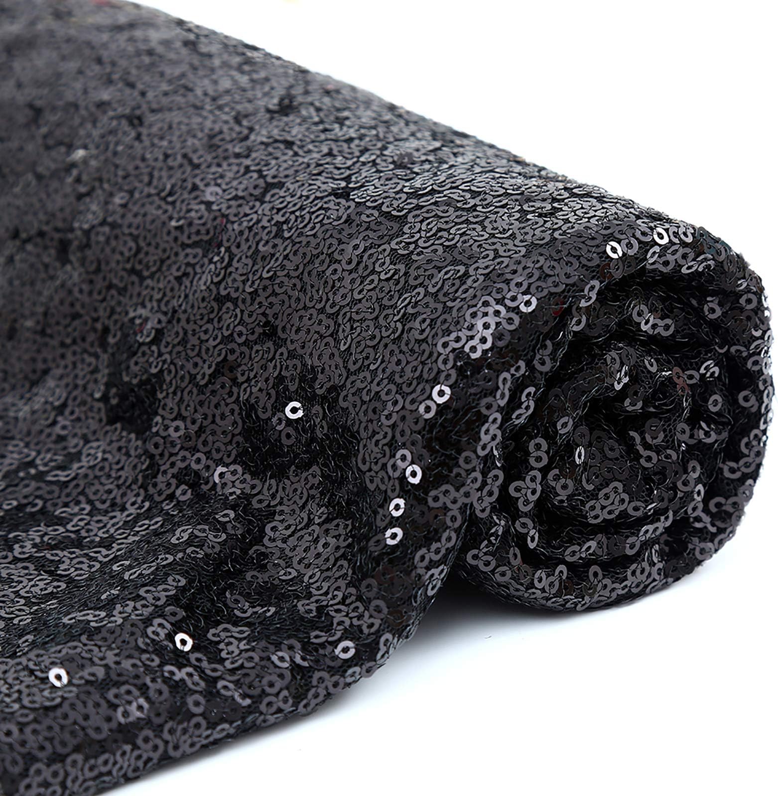 Black Sequin Fabric Glitter Fabric 4 Yards Table Linen Overlays Sparkly Fabric for Backdrop
