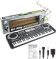AstraMood 61-Key Kids Piano Keyboard with Microphone, 16 Tones, Recording, Portable Digital Piano for Beginners - Christmas Birthday Gift