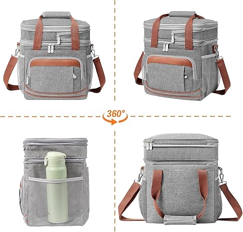 Miniatura 4 de Beaulyn Lonchera para hombres, bolsa de almuerzo de construcción expandible, lonchera más grande de doble cubierta, lonchera aislada resistente con