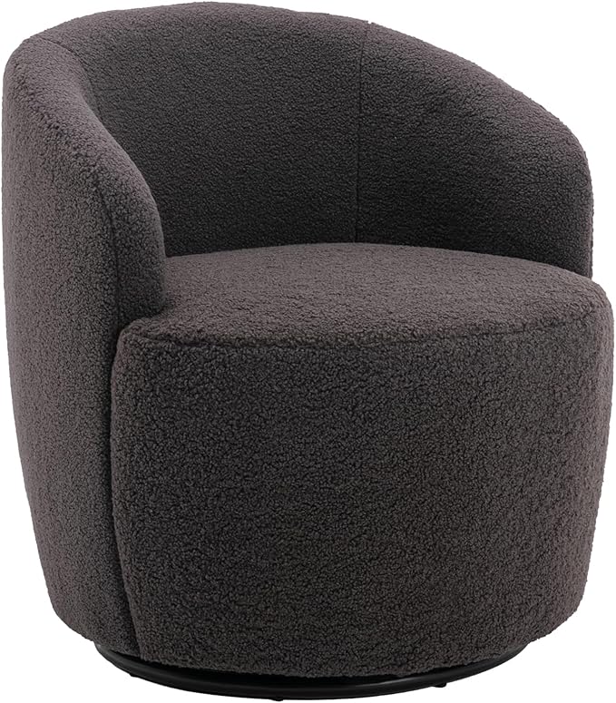 Sillón Giratorio Redondo Tapizado Teddy Gris miniatura 8