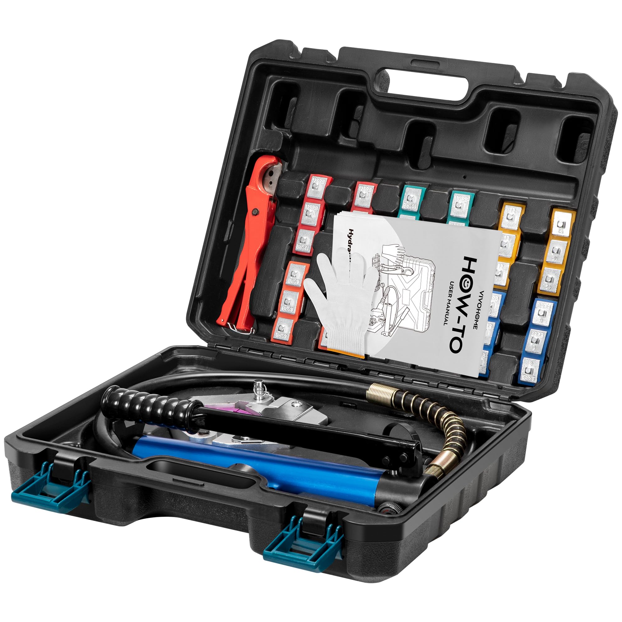 VIVOHOME Separable Hydraulic A/C Hose Crimper, Manual Hose Crimping Tool with 7 Die Set, Air Conditioning Repair Handheld for Barbed and Beaded Hose Fittings