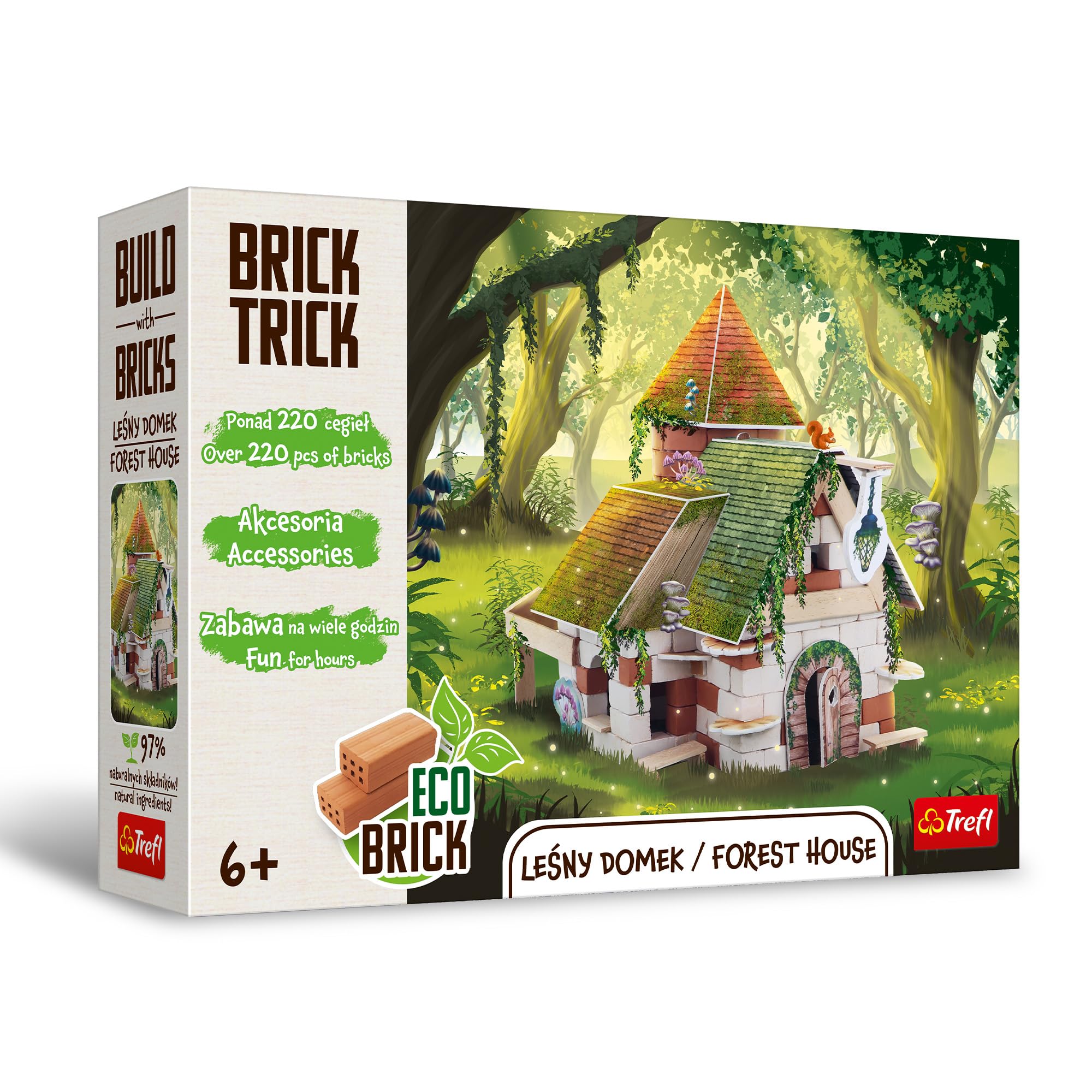 Brick Trick- Trefl Casa della Foresta/Forest House – Costruisci, ECO Blocchi 220 Mattoni, per gli Appassionati di Costruzione, Kit Creativo per Bambini dai 6 Anni