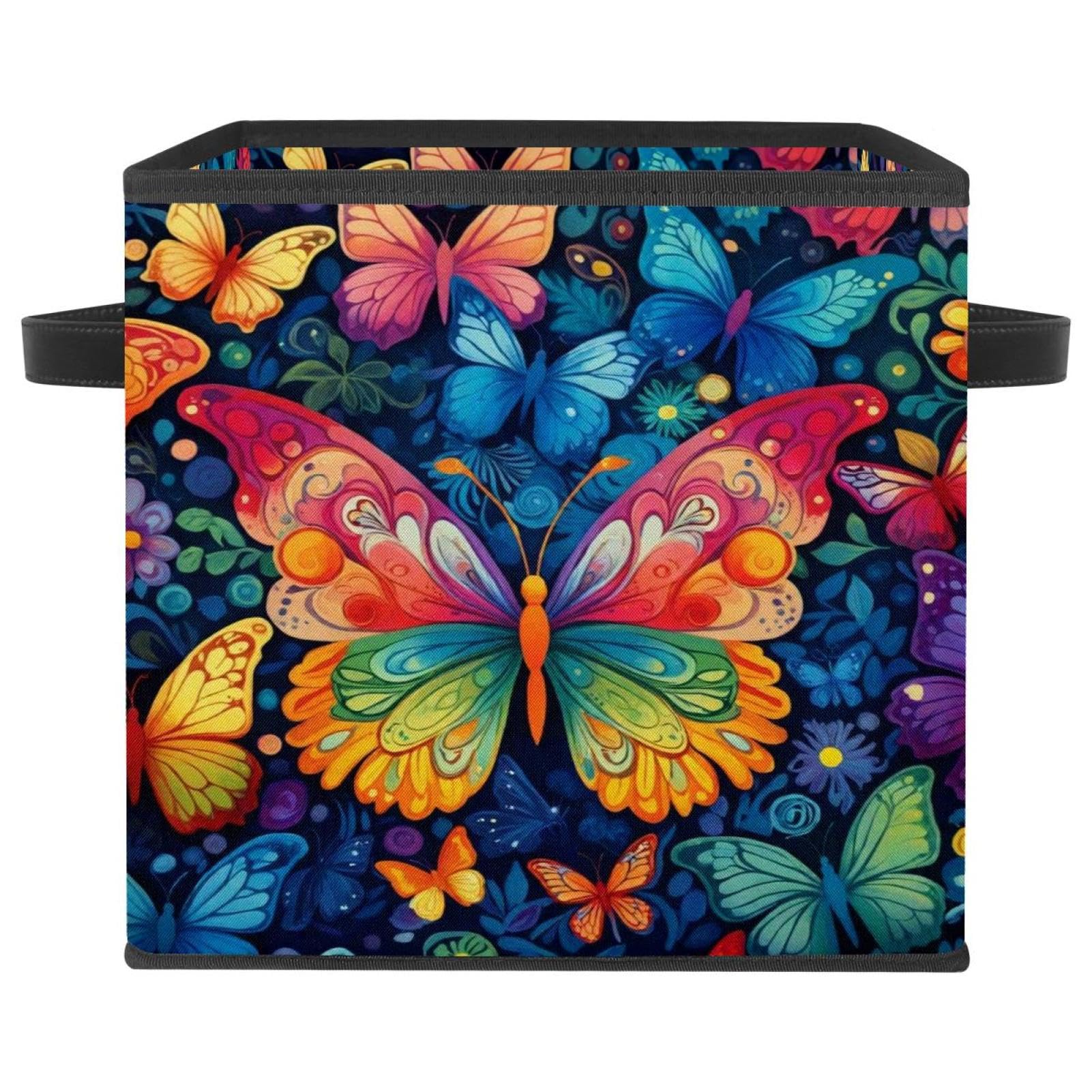 Paniers de rangement pliables en tissu Oxford premium boîte 27.9 cm motif papillon durable