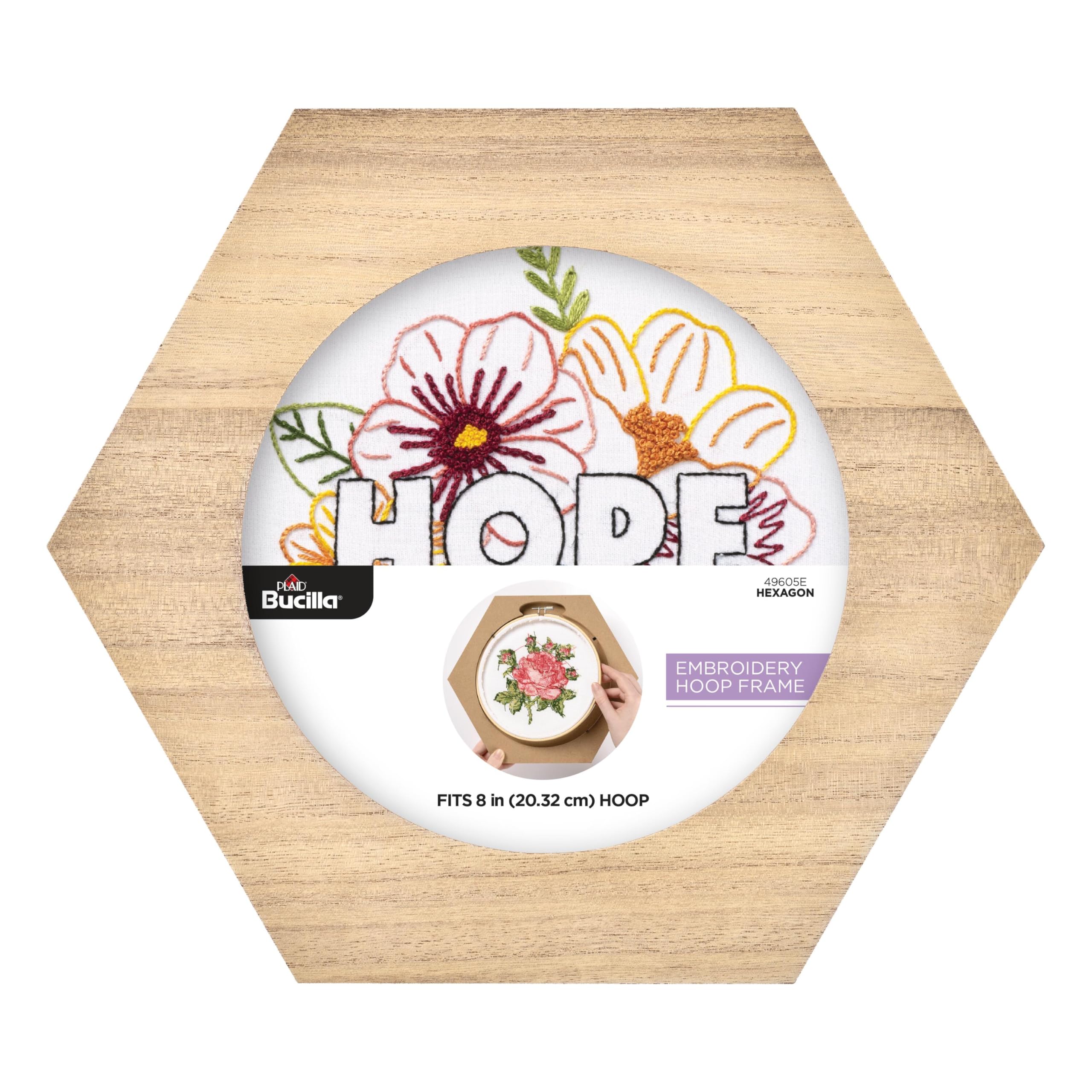 Cadre hexagonal cerceau broderie tambour bois 20,3 cm