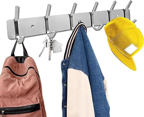 Perchero de acero inoxidable para colgar en la pared, ganchos resistentes para chaquetas y abrigos, ropa, llaves, mochila y perchero para colgar