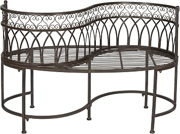 SAFAVIEH Outdoor Collection Lara Victorian Rustic Brown Iron Kissing Bench