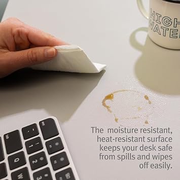 Twelve South Sustainable Leather Large Desk Pad - Desk Mat for Computer, Mouse Traction Surface, Desk Protector, Large Mouse Pad, Moisture and Heat Resistant, Non-Slip Desk Pad, Spill Resistant, Grey
