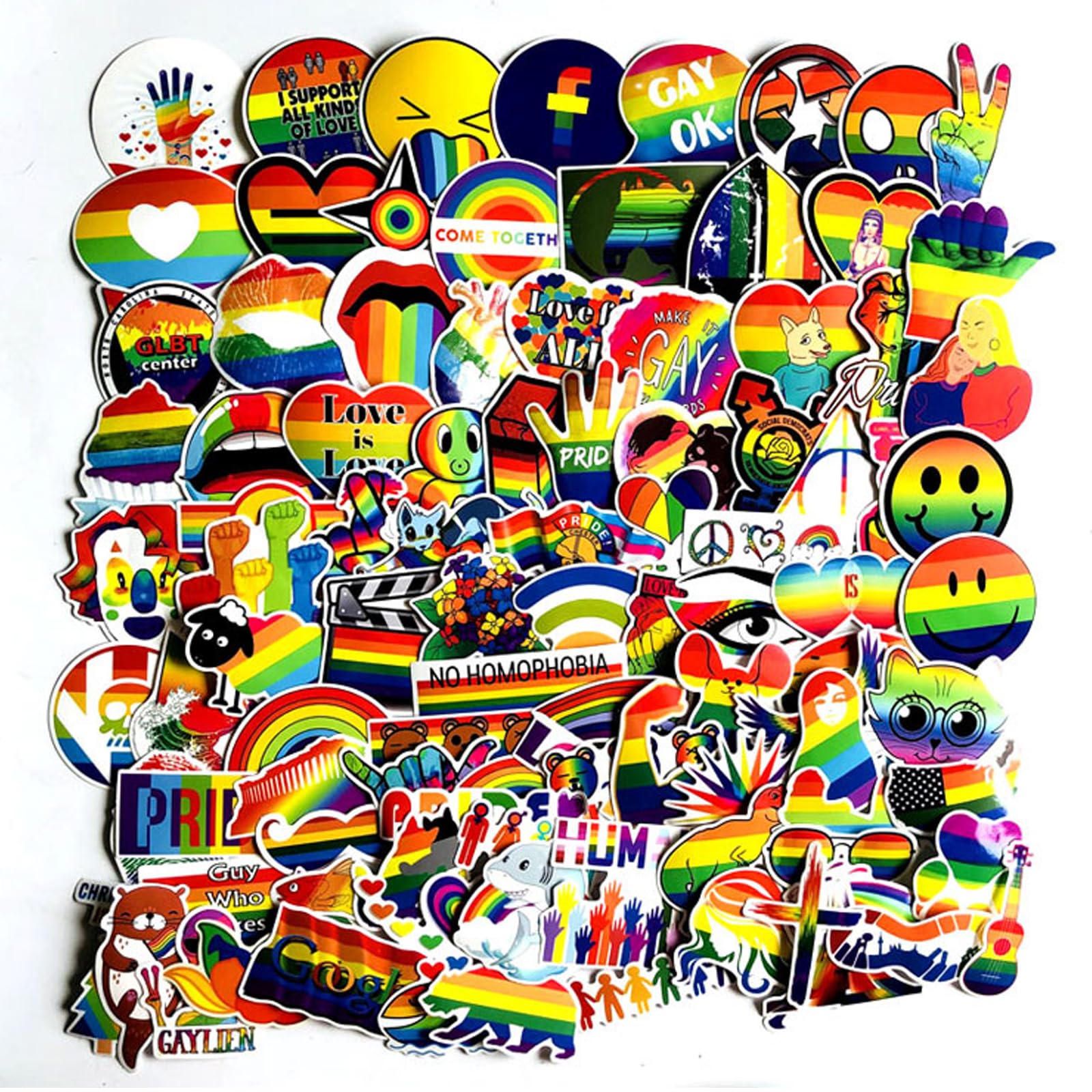 OKMIJN 100Pcs Rainbow Stickers for Adults & Women, Funny Meme Stickers, Laptop Stickers, Stickers for Adults, Waterproof Vinyl Decals, Laptop, Computer, Luggage, Water Bottles, Scrapbook