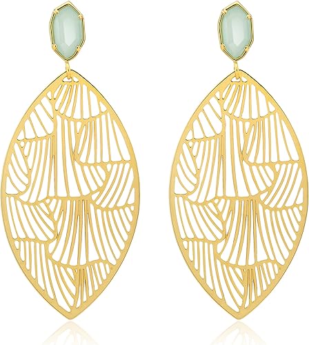 OZEL - Aretes colgantes de cristal para mujer, chapados en oro de 14 quilates, ligeros, a la moda diaria