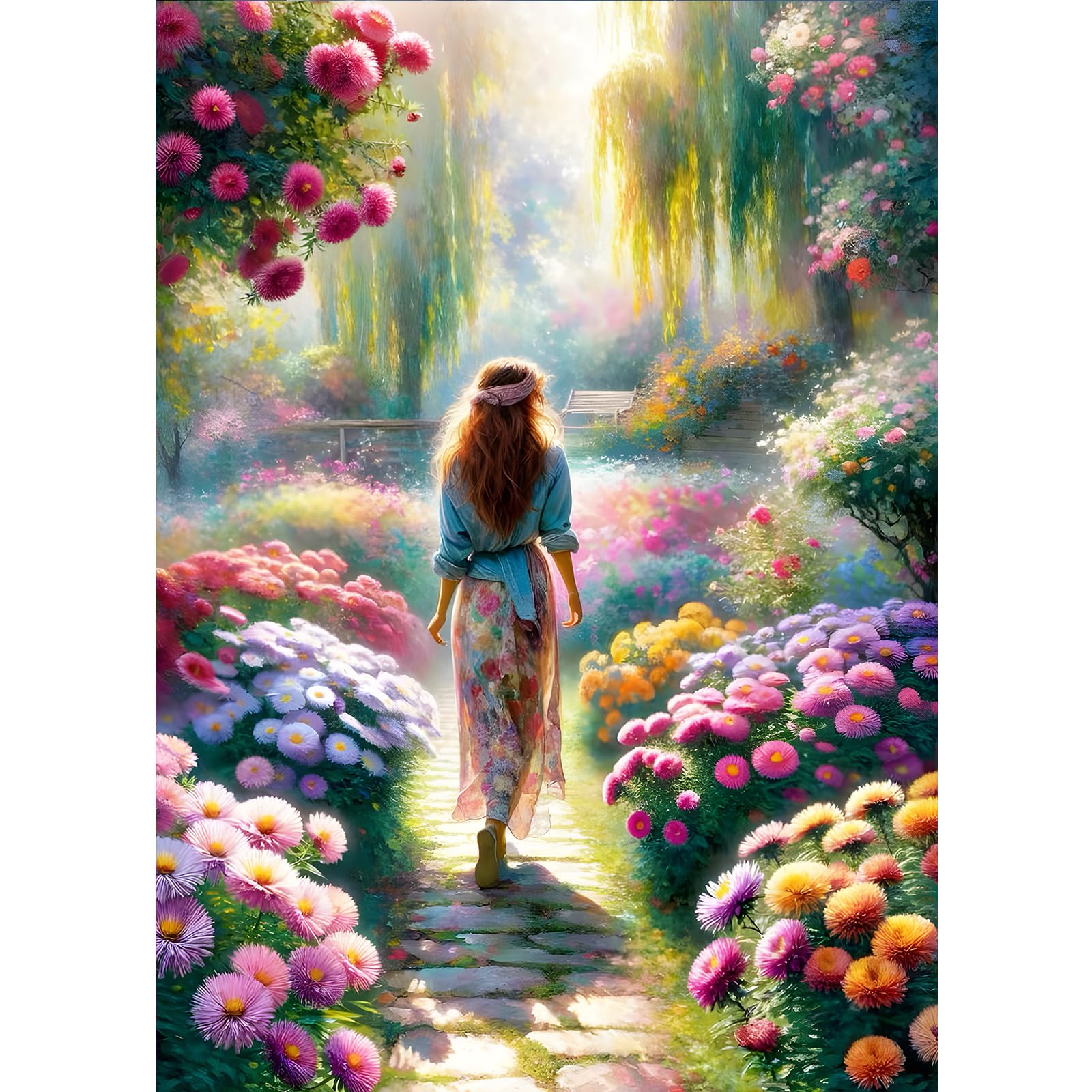 GDYEEH Doe-het-zelf 5D Garden Diamond Art Kits, kleurrijke bloemen, ronde volledige drill Sparkling beauty diamond painting schilderij, diamond painting kunstkits handwerk voor volwassenen beginners