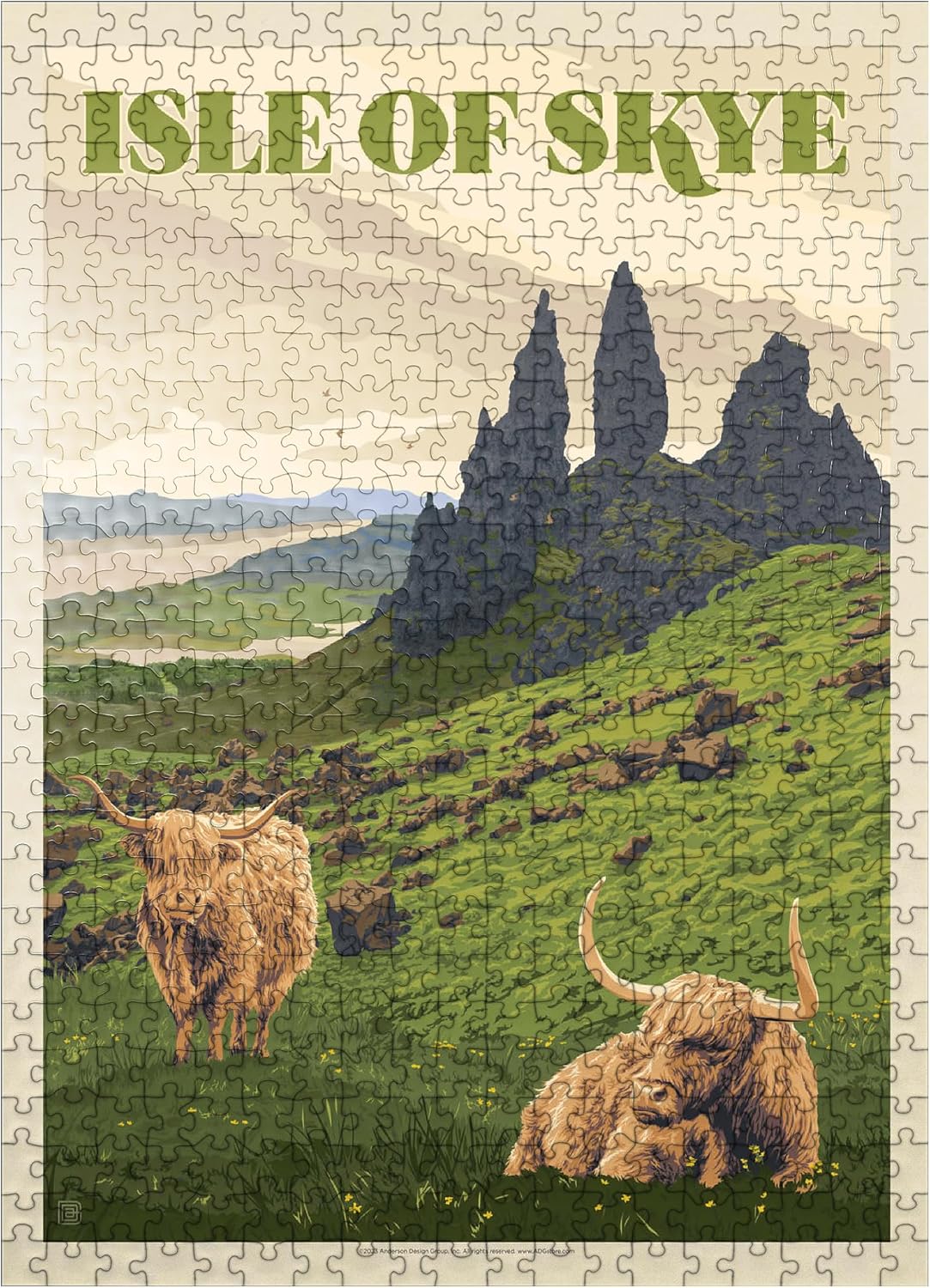 MyPuzzle Scotland: Isle of Skye, Vintage Poster - Premium 100 Piece Jigsaw Puzzle for Adults