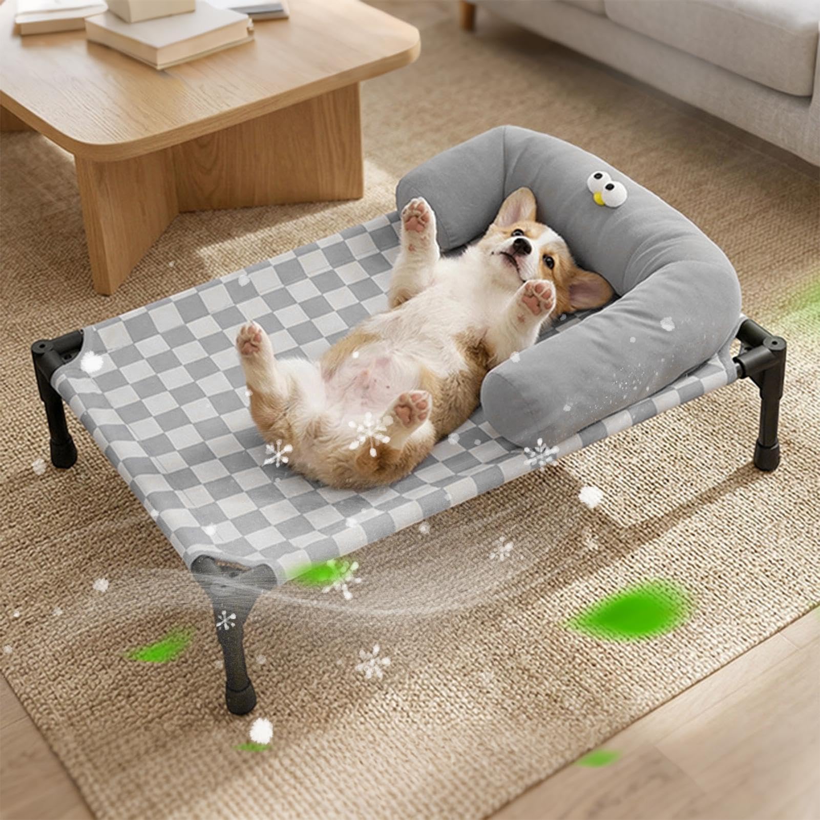Lettino rialzato per cani, portatile, rimovibile, con cuscino