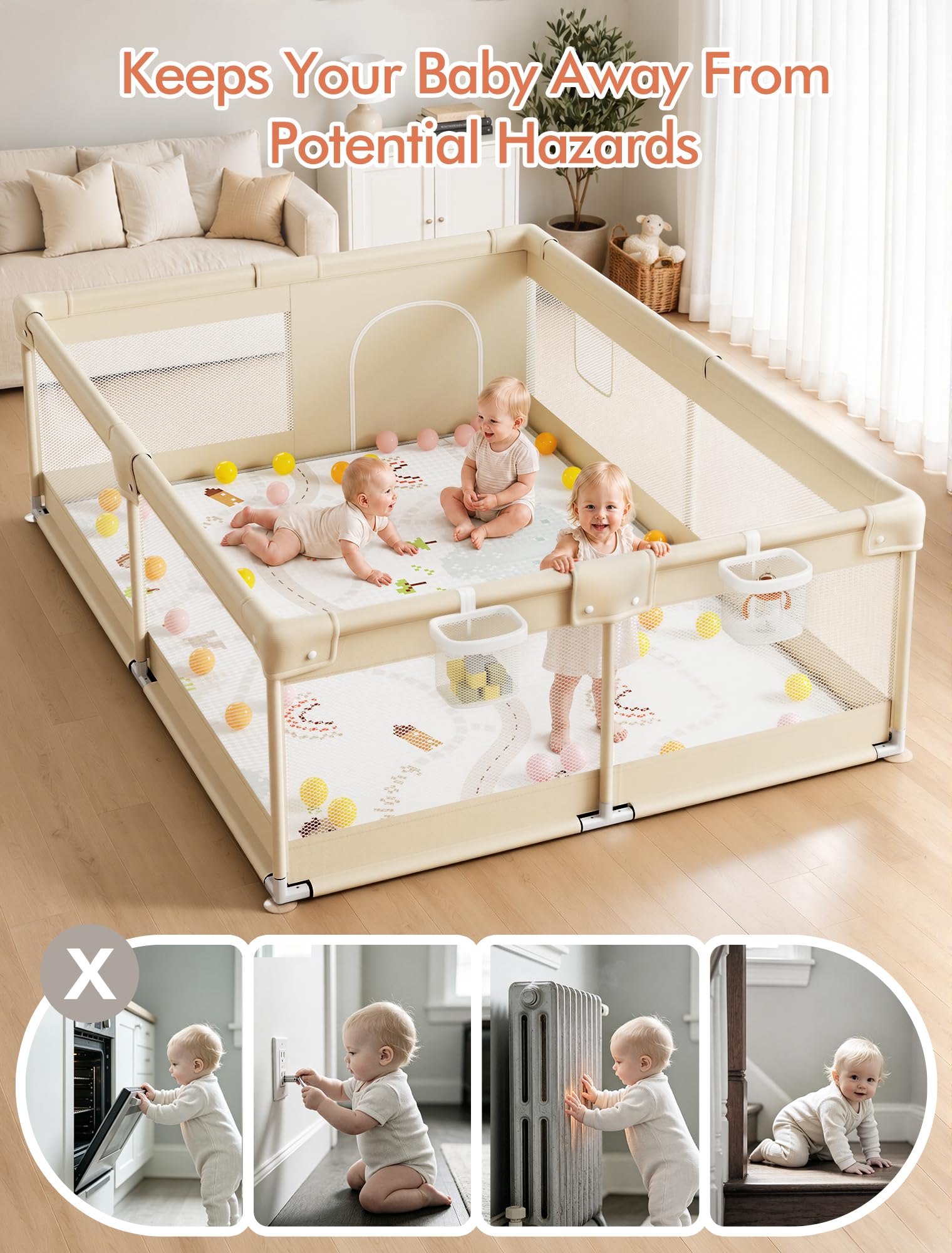 Parc bébé XXL avec tapis 150x180 cm pour jouer en toute sécurité