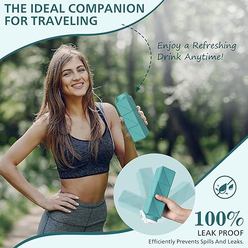 Vista 89 de Botellas de agua plegables de silicona de 20.6 onzas, plegables, a prueba de fugas, sin BPA, reutilizables, ligeras, portátiles, botellas de agua