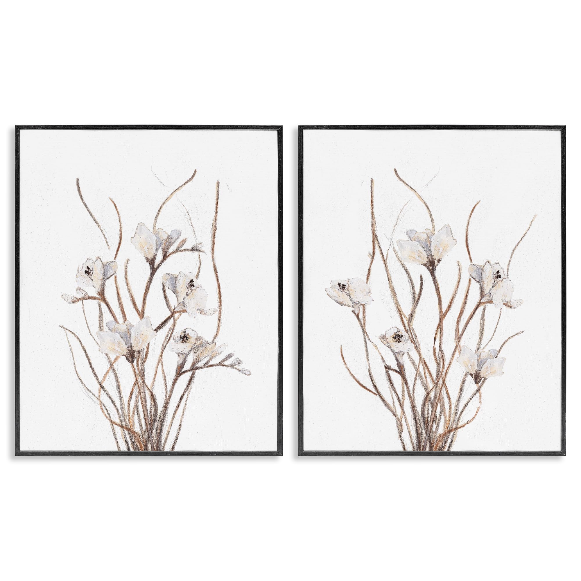 Stupell Industries French Country Floral Bouquet_v4 Curly Branches Wildflowers, 16 X 20 Inch Framed Giclée Print Set