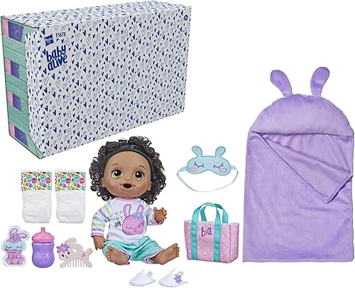 Miniatura 2 de Baby Alive Muñeca de bebé Bunny para fiestas de pijamas muñecas de 12 pulgadas con temática de acostarse saco de dormir y accesorios de muñeca con