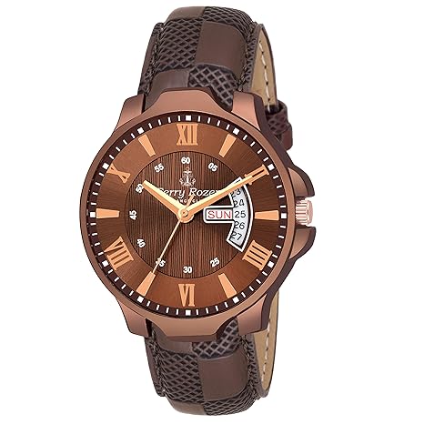Brown Dial Day & Date Wrist Watch for Men - FR1115