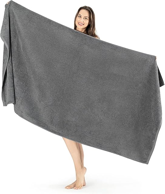 Extra Large Bath Sheet (100 x 200 cm -600 GSM) Super Jumbo Big Bath Sheet Towels Body Wrap (Charcoal, Cotton)