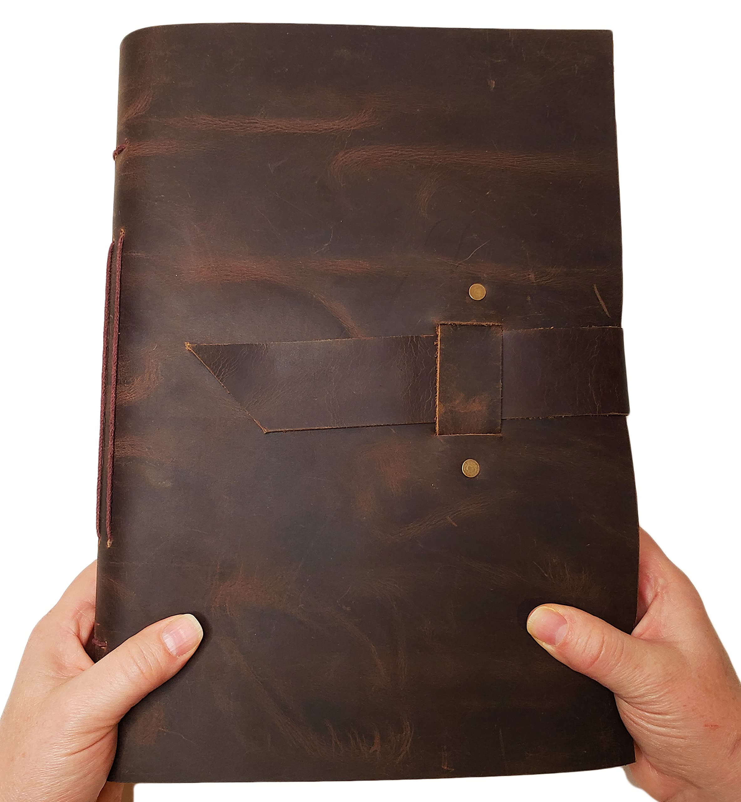 Großes Vintage-Leder-Tagebuch mit Schnallenverschluss – 320 Seiten – 22,9 x 30,5 cm – Geschenkbox enthalten – Handgefertigtes rustikales Schreib-Notizbuch/Skizzenbuch