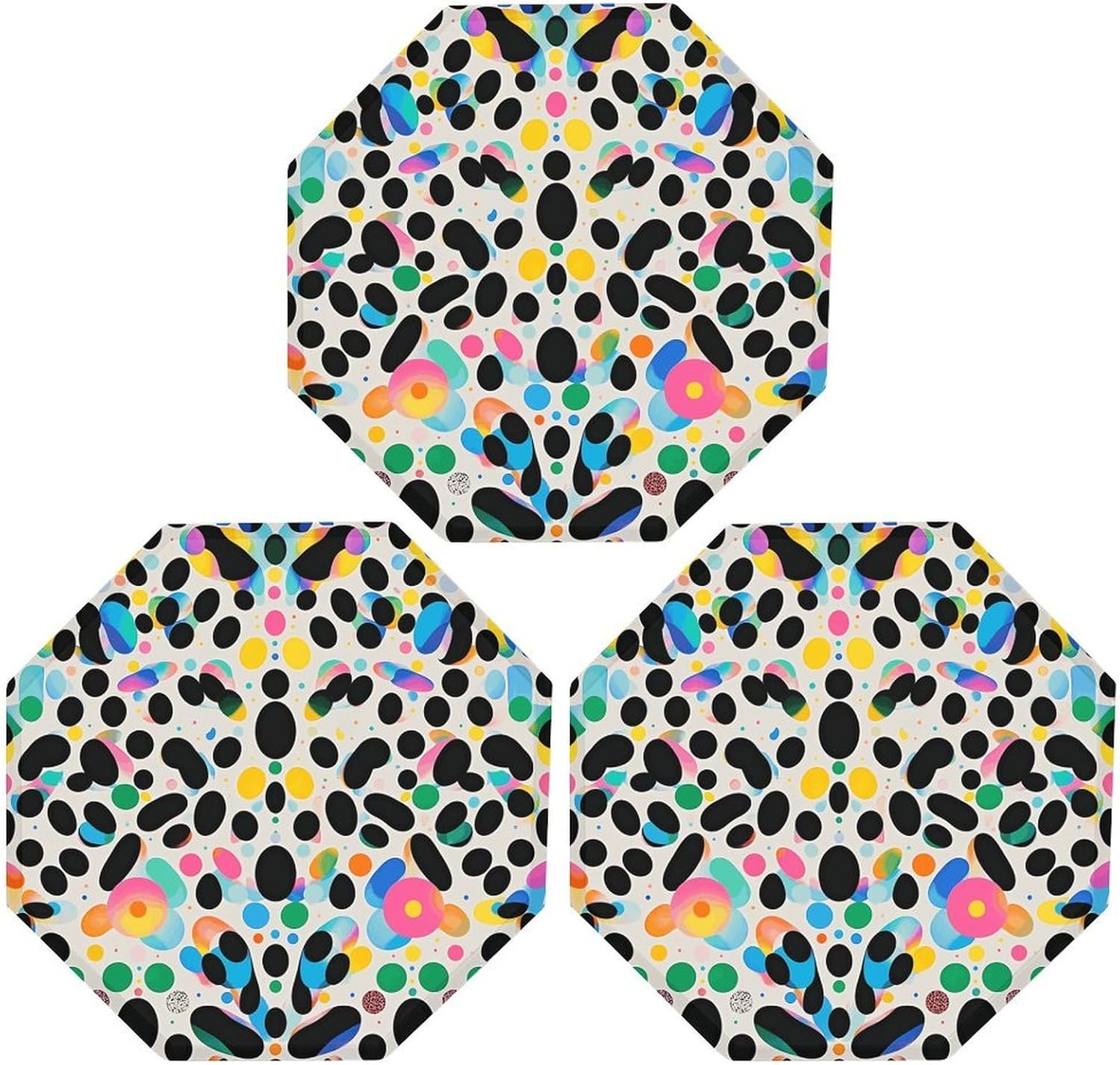 Ctagon Metal Sign for Home, Modern Display Plate for Kitchen, Glitter Rainbow Polka Dot Plates Accent Hanging Wall Decorations 3PCS for Living Room, Bedroom, Hallway, Hotel