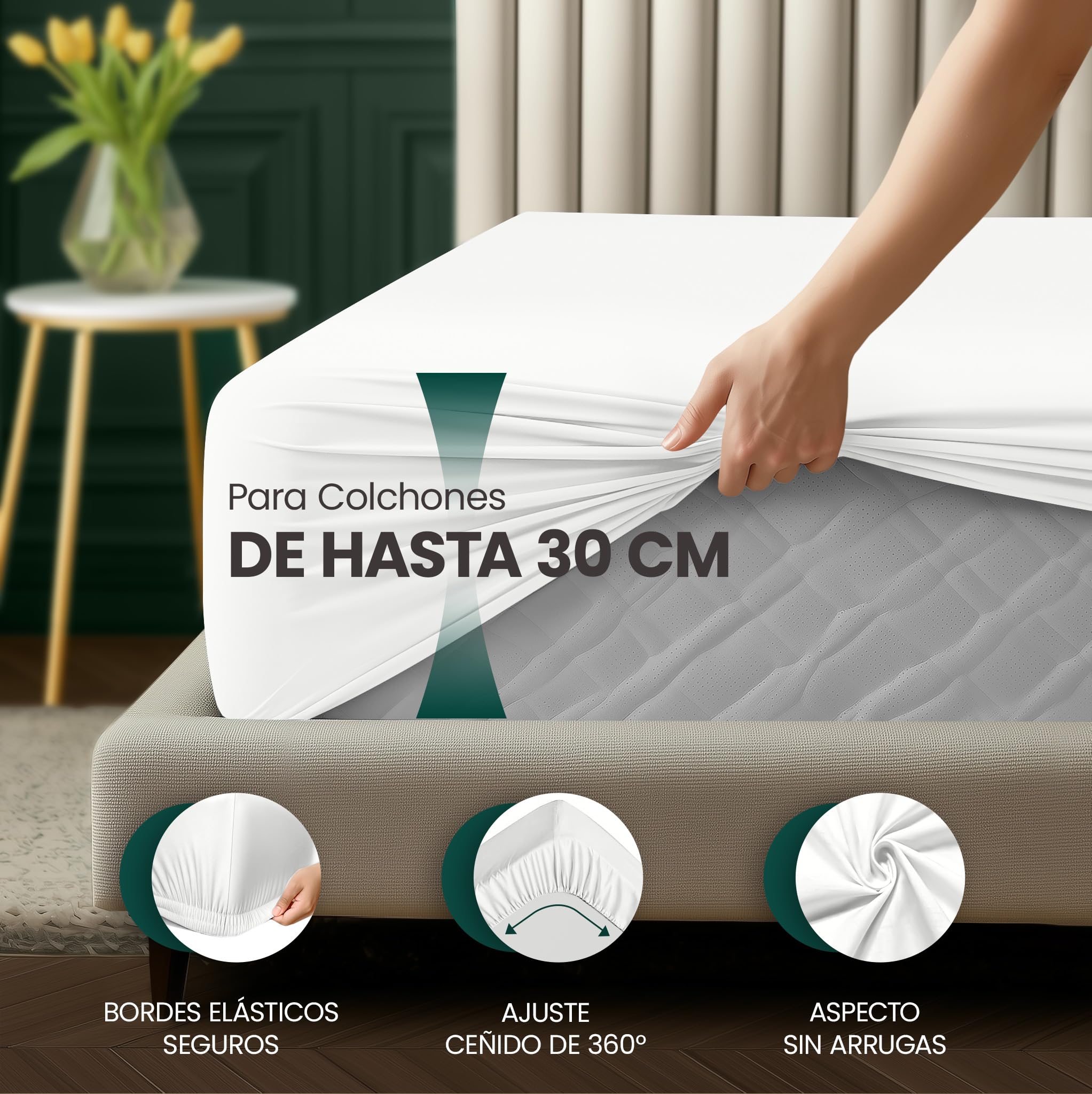 Sábana Bajera 150x200 Gris - Bolsillo Profundo 35cm - Microfibra Cepillada (Suave, Antiencogimiento)