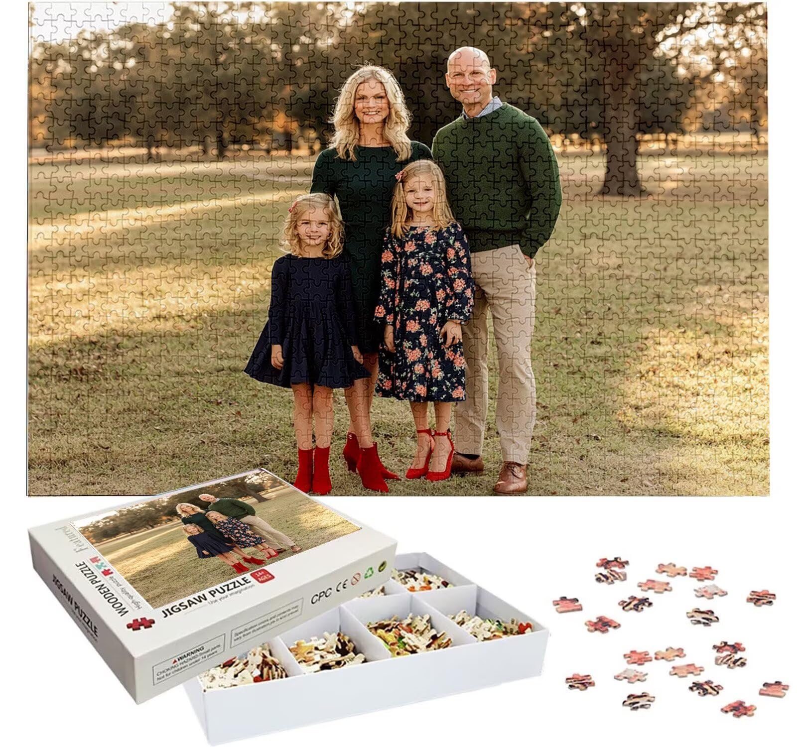 Puzzle Personalizado con Foto, Personalizada Rompecabezas Personalizado Diseña tu Logo Foto o Texto, Personalizado Navidad Halloween San Valentín Parejas Niños Familia Amigos h-2789