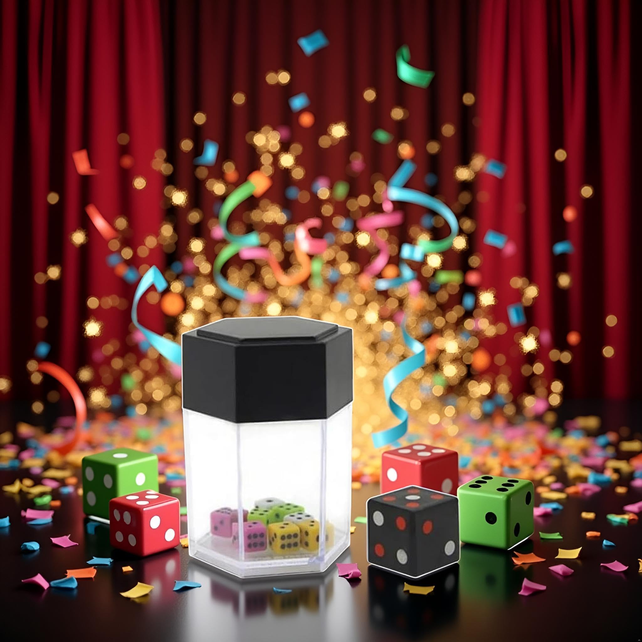 1Set Multicolor Magician's Dice Props Explosion Magic Trick Dice Magic Prop Novelty Funny Toy Close-Up Performance Joke Prank Use Safety Convenient to Carry - Image 3