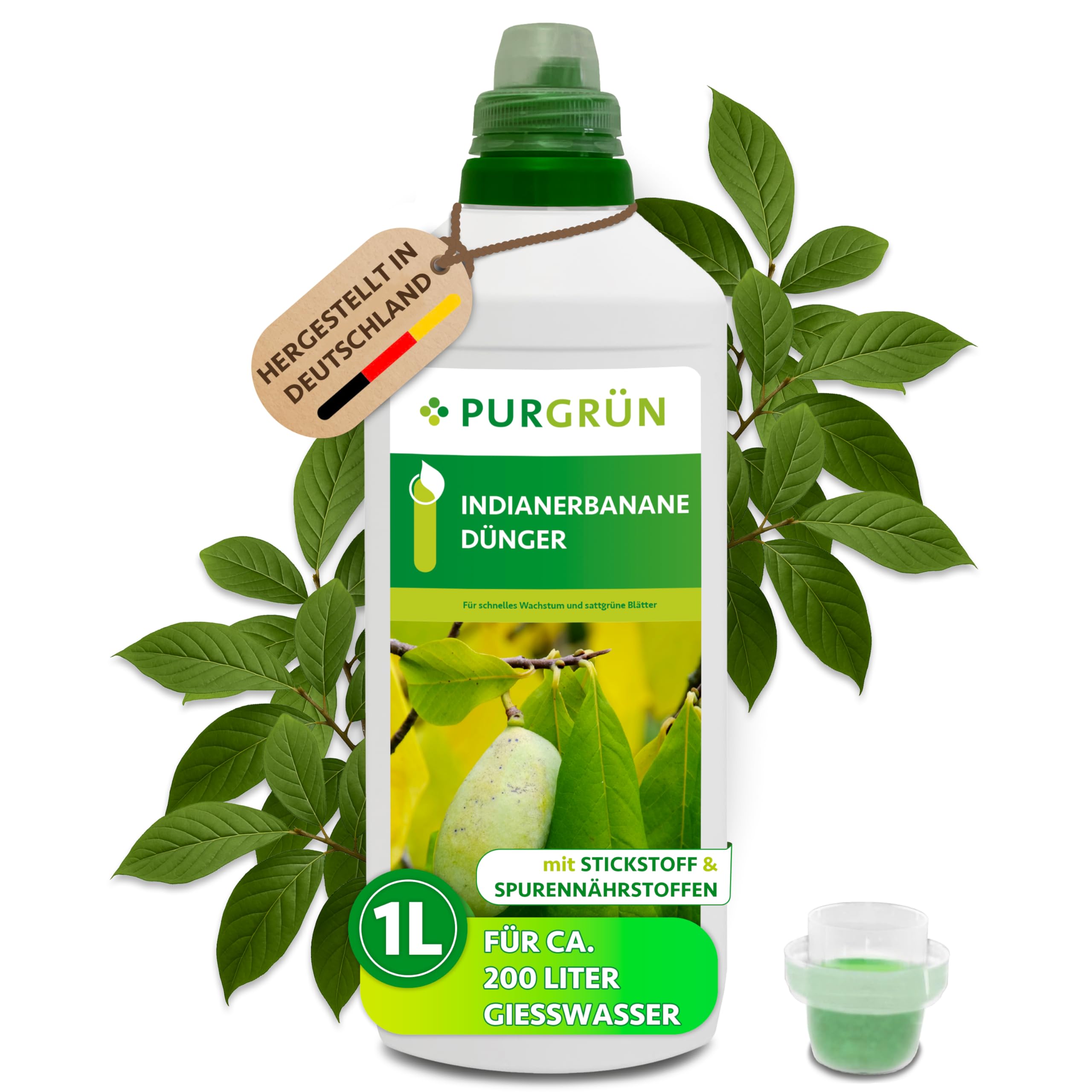 Indianerbanane-Dünger 1 Liter – Schnell wirksame mineralische Rezeptur – Premium-Flüssigdünger mit Spurennährstoffen – NPK 10+4+6 – Stärkt die Widerstandskraft – Für kräftiges Wachstum