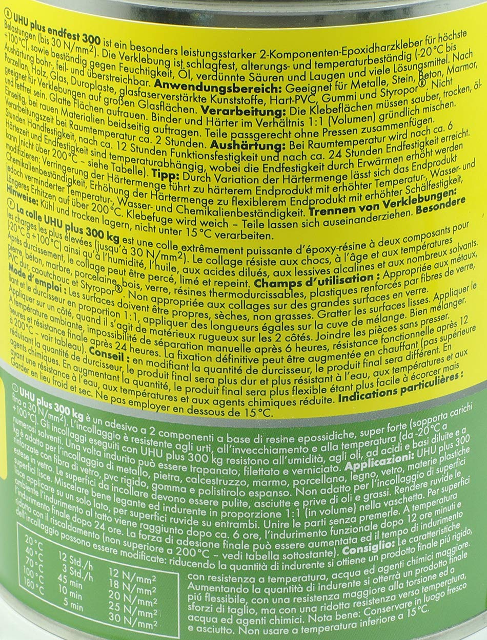 UHU Plus Endfest 300 1x Dose Binder 915g + 1x Dose Härter 740g 2-K-Epoxidharzklebstoff
